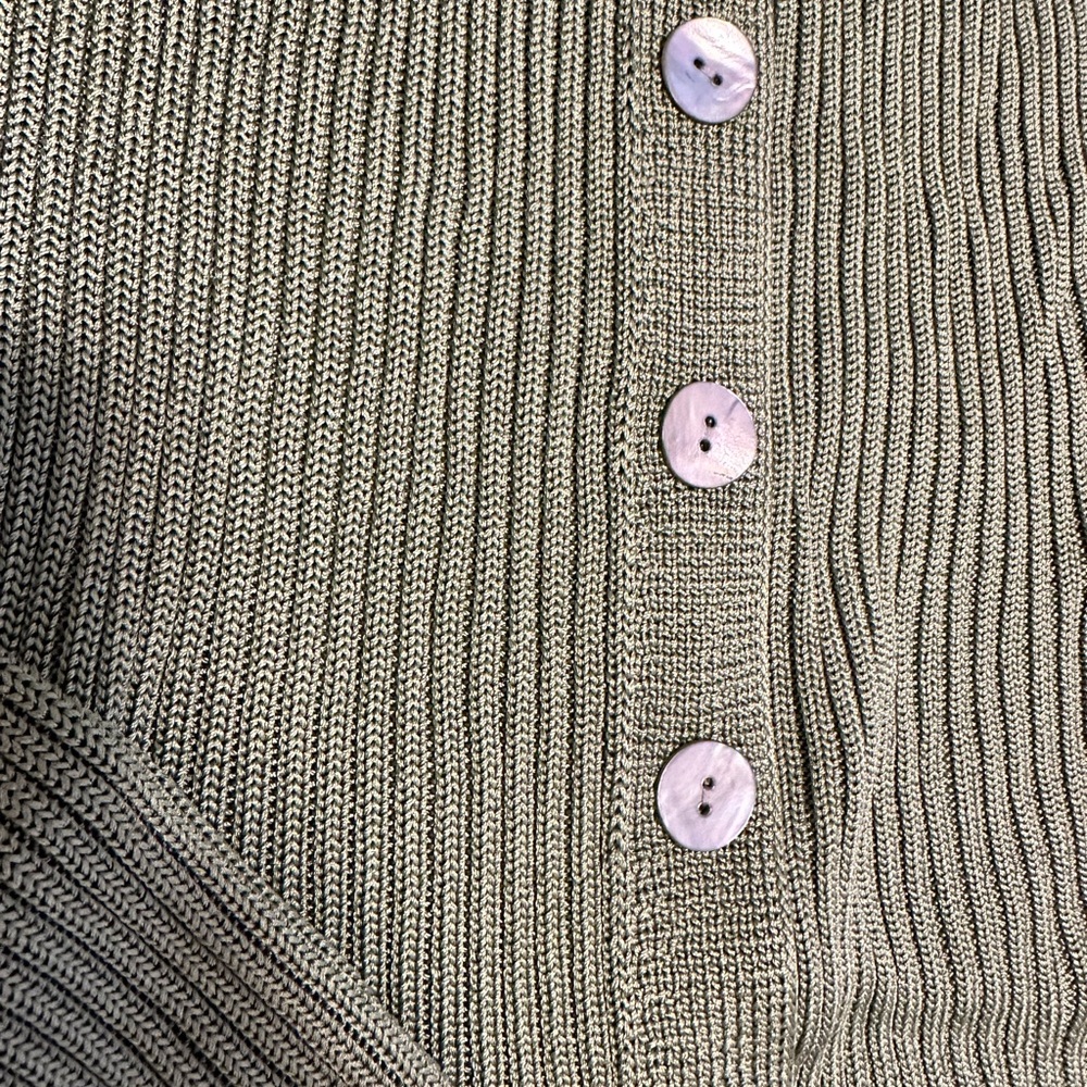 Vince Green Ribbed Collared Cardigan - Picture 7 of 7